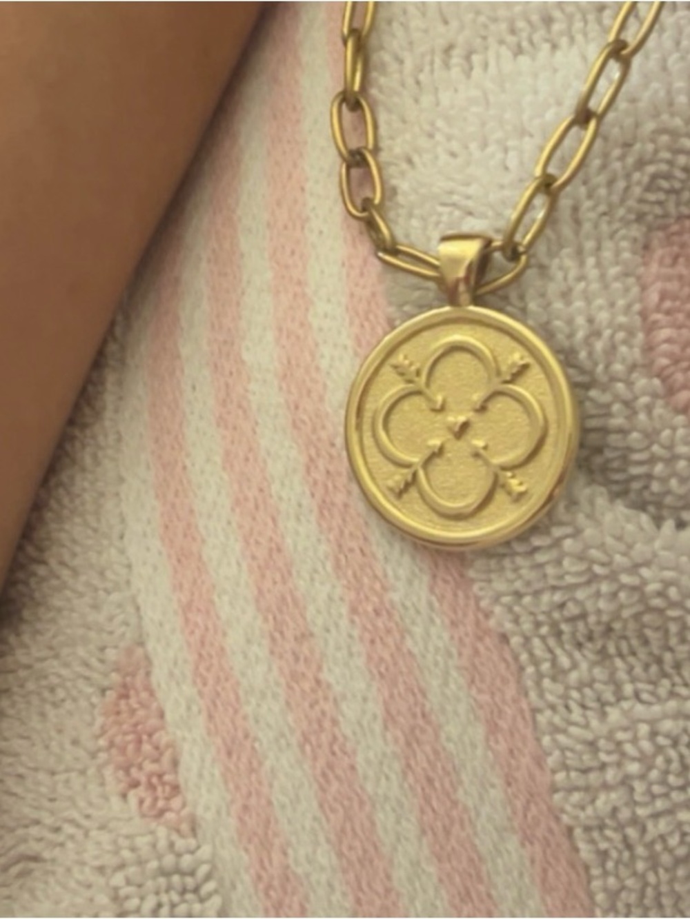 Gold-Tone Clover Medallion Necklace - Elegant Women's Pendant